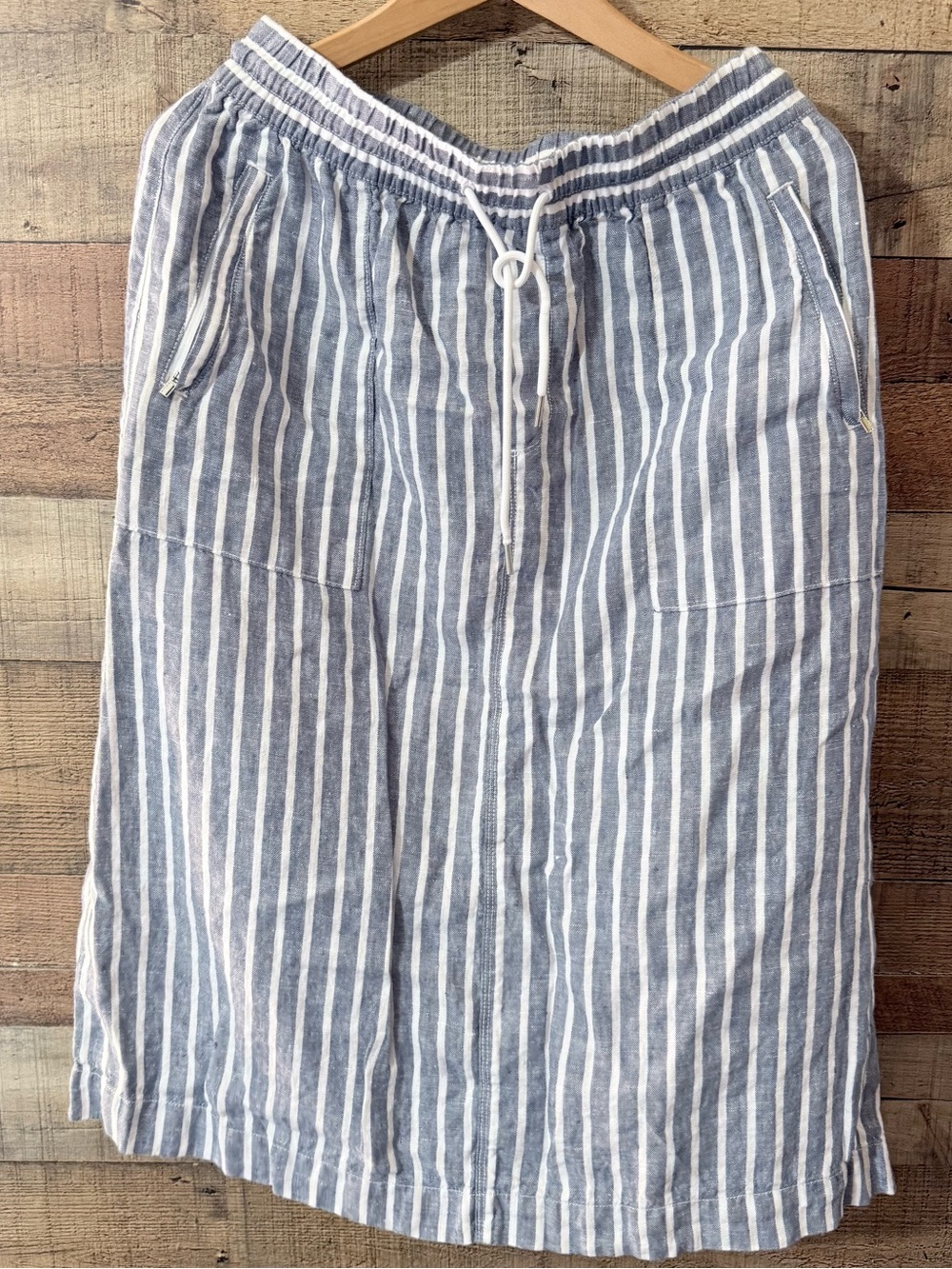 Athleta Linen Skirt Midi Striped Women’s Small